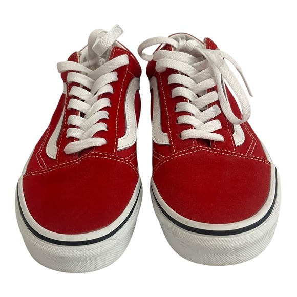 Vans Red Tennis Shoes Size 7.5 Women's Low Top Lace Up Suede Sneakers - Picture 8 of 9